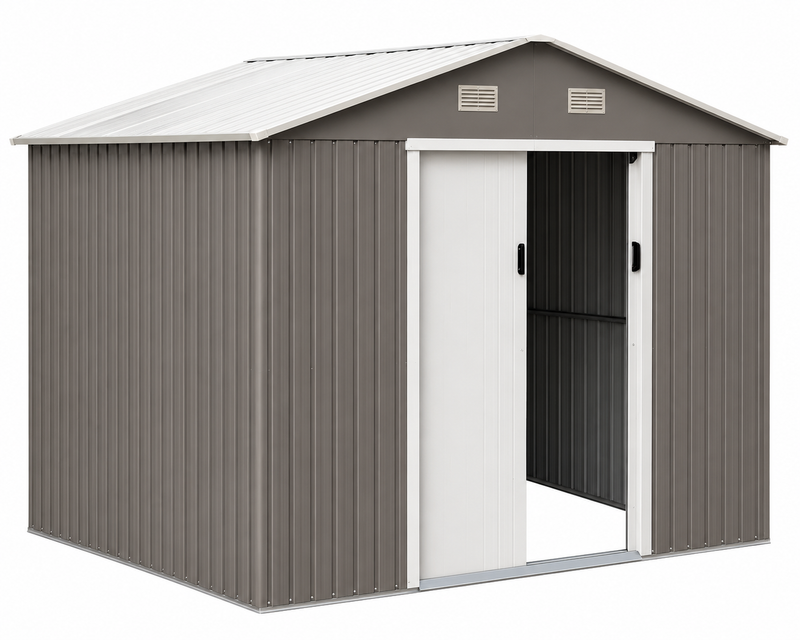Durable Brown Metal Steel Frame Structure Shed Outdoor Multi-purpose Tool Storage House with Garden Screws