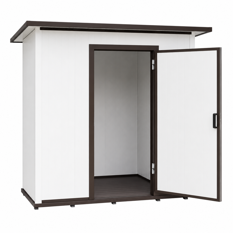 6.9X6.4FT Outdoor Storage Shed, All Weather Metal Sheds with Lockable Doors, Tool Shed for Garden, Patio, Backyard, White