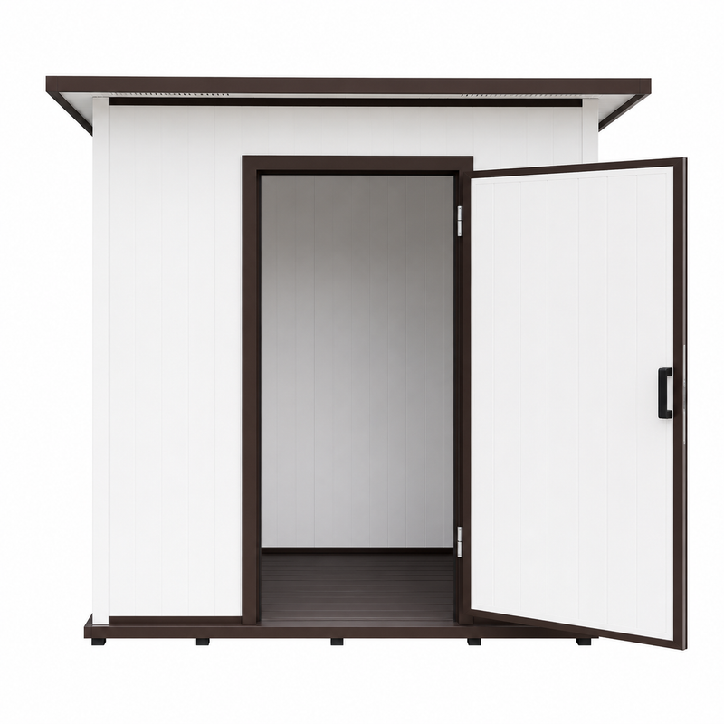 6.9X6.4FT Outdoor Storage Shed, All Weather Metal Sheds with Lockable Doors, Tool Shed for Garden, Patio, Backyard, White