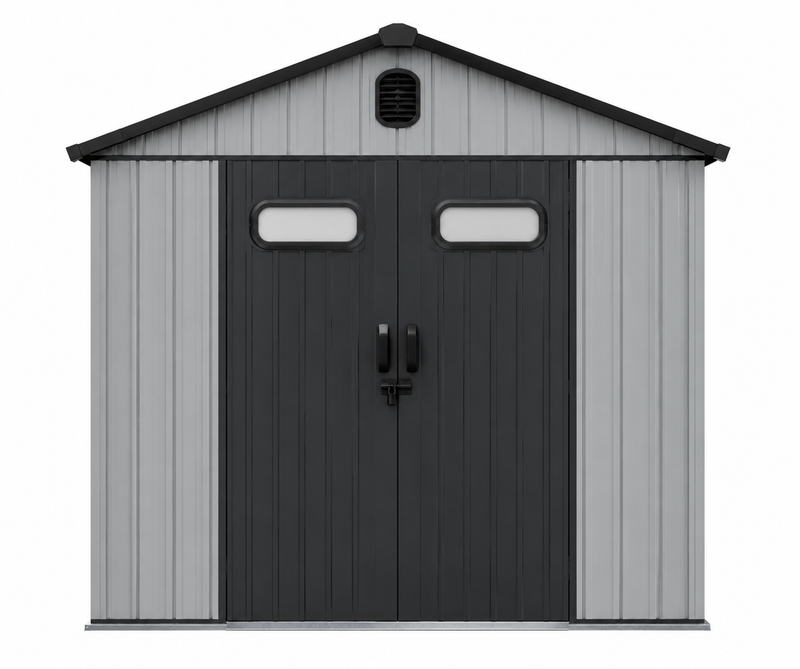 6X6 FT Durable Outdoor Resin Storage Shed with Lockable Door Windows Vents Waterproof Plastic Garden Tool Shed