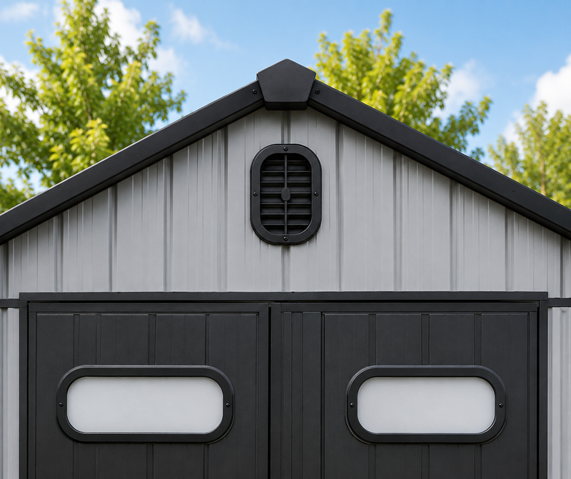 6X6 FT Durable Outdoor Resin Storage Shed with Lockable Door Windows Vents Waterproof Plastic Garden Tool Shed