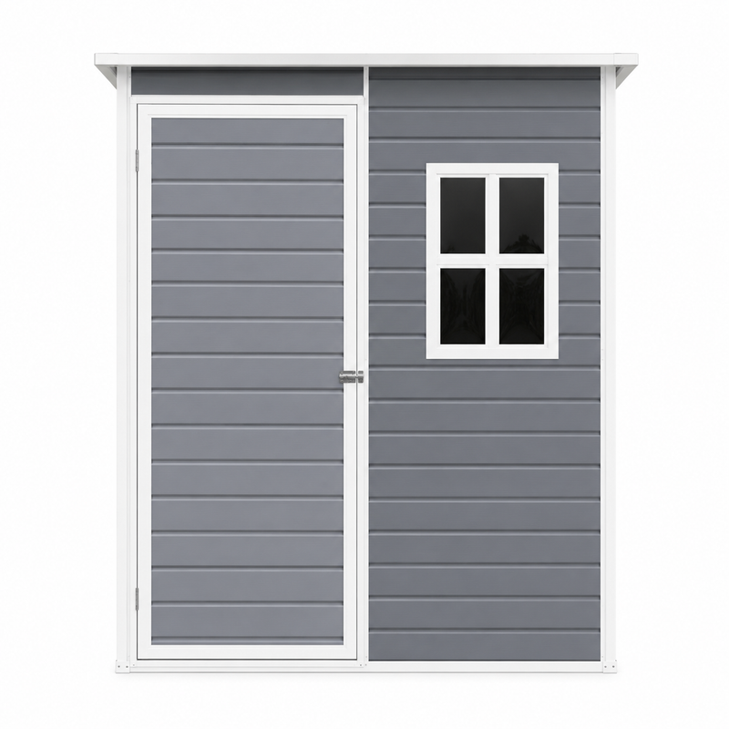 Ventilation, Customized 5x3 FT Outdoor Storage Shed with Lockable Door, Resin Weatherproof Plastic Garden Shed with Floor