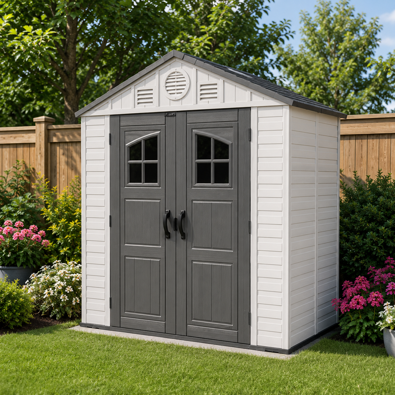 for-Resin Garden Shed Heavy Duty Outdoor Storage Cabinet with Plastic Frame Easily Assembled for Patio and Garage Area@