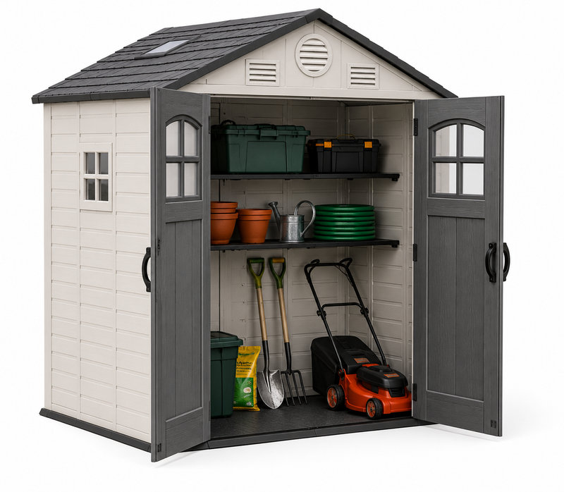 for-Resin Garden Shed Heavy Duty Outdoor Storage Cabinet with Plastic Frame Easily Assembled for Patio and Garage Area@