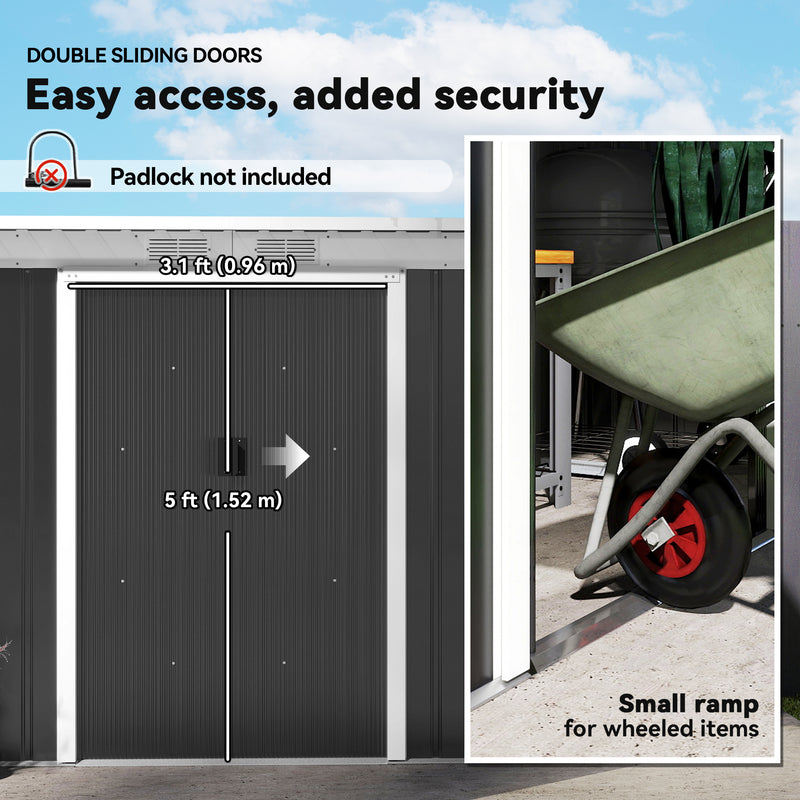 9x4 Outdoor Storage Shed - Dark Grey