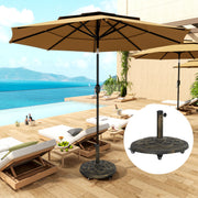Round Patio Umbrella Base with Wheels, 44 lbs Resin Umbrella Stand Base, 1.3"/1.5"/1.9" Umbrella Poles Bronze
