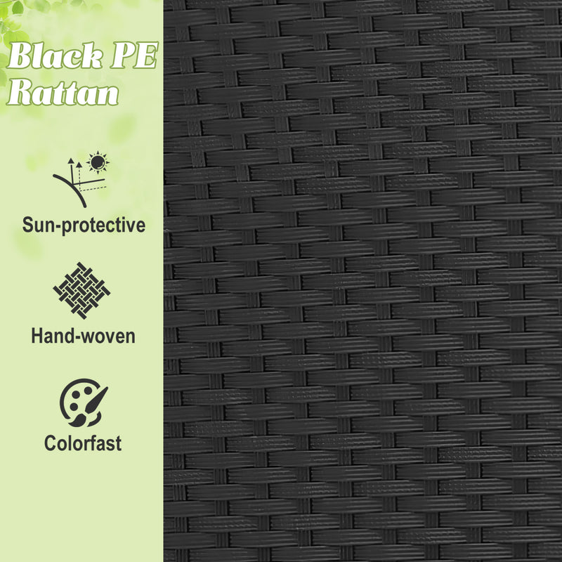 Costway - Clamshell Patio Round Daybed Wicker with Retractable Canopy and Pillows-Black