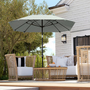 7.6FT Aluminum Patio Umbrella Parasol 8 Ribs Outdoor Market Umbrella with Crank, Push Button Tilt for Deck, Backyard and Lawn, Light Grey