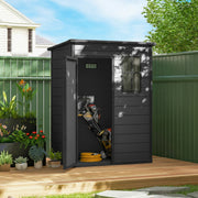 5 x 3FT Garden Shed with Floor, Outdoor Storage Shed with Lockable Door, Window and Vent for Backyard, Patio, Dark Grey