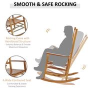 Outsunny - Wooden Porch Rocking Chair Outdoor Patio Rocker Garden Single Leisure Reclining Seat Armchair Natural