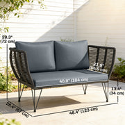 Outsunny - Outdoor Couch Patio Sofa with Cushions, 2 Seater Patio Furniture Loveseat with Galvanized Steel Frame, Light Grey