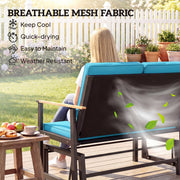 Outsunny - Outdoor Glider Bench for 2 Person, Patio Glider Loveseat with Thick Cushions for Garden Balcony Porch, Navy Blue