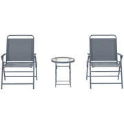 Outsunny - 3 Pieces Outdoor Bistro Set, Folding Patio Table and Chairs with Tempered Glass Tabletop for Garden, Deck & Backyard