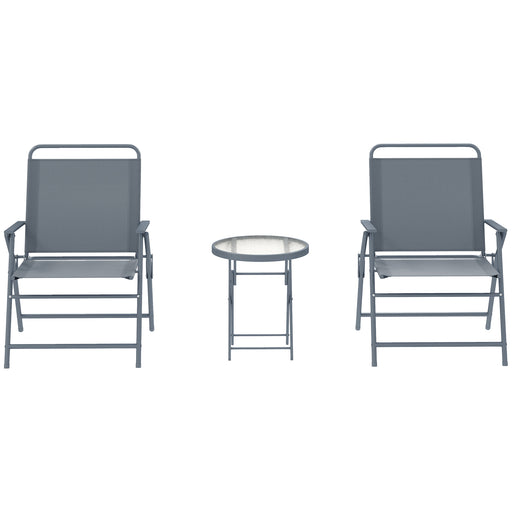 Outsunny - 3 Pieces Outdoor Bistro Set, Folding Patio Table and Chairs with Tempered Glass Tabletop for Garden, Deck & Backyard