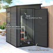 4'x5' Garden Storage Shed, Lean to Shed, Lockable Garden Tool Storage House with Window, Vent, Dark Grey