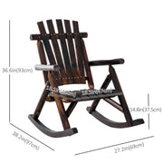 Outsunny - Outdoor Rocking Chair, Wooden Adirondack Outdoor Rocker with High Back, Slatted Seat, Oversized Rustic Patio Rocking Chair for Garden, Porch, Yard, Balcon, Dark Carbonized