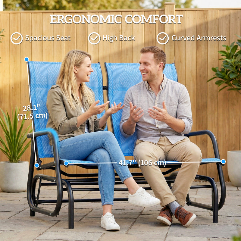 Outsunny - Outdoor Glider Bench, Patio Glider for 2 Persons, Blue