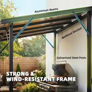 Outsunny - Hardtop Grill Gazebo, Lean-to BBQ Shelter with Polycarbonate Roof for Outdoor, Patio, Lawn
