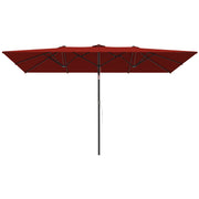 Outsunny - Double-Sided Patio Umbrella Parasol with Tilt, Adjustable Height, Vents and 12 Ribs, for Garden, Deck, Pool, Wine Red