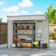 7' x 3.6' Outdoor Storage Shed, Metal Garden Tool Storage House Organizer with Lockable Sliding Doors and Vents for Backyard Patio Lawn, Light Grey