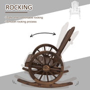 Outsunny - Patio Wooden Rocking Chair, Wagon Outdoor Rocker Chair with Slatted Design and Wheel Armrests for Garden, Carbonized