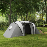 Outsunny - Camping Tent with 2 Bedrooms and Living Area, 3000mm Waterproof Family Tent, for Fishing Hiking Festival, Grey