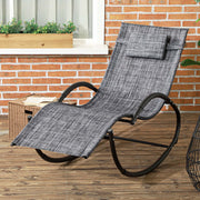Outsunny - Outdoor Rocking Chair, Patio Zero Gravity Rocker with Mesh Seat and Padded Pillow for Indoor, Garden, Grey