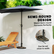 20 lbs Resin Half Round Patio Umbrella Base 20" Outdoor Decorative Parasol Stand Holder For Φ1.5", Φ1.9" Pole, Bronze