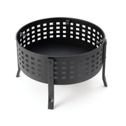 Deko Living - 27 Inch Round Outdoor Steel Wood Burning Fire Pit with Cooking Grill and Spark Screen