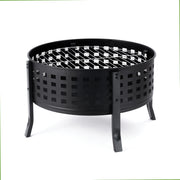 Deko Living - 27 Inch Round Outdoor Steel Wood Burning Fire Pit with Cooking Grill and Spark Screen