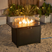 Deko Living - Rectangular Outdoor Propane Gas Fire Pit Table 50,000 BTU Propane with Lava Rock Filler