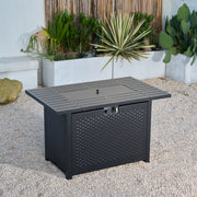 Deko Living - Rectangular Outdoor Propane Gas Fire Pit Table 50,000 BTU Propane with Lava Rock Filler