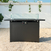 Deko Living - Rectangular Outdoor Propane Gas Fire Pit Table 50,000 BTU Propane with Lava Rock Filler