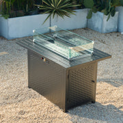 Deko Living - Rectangular Outdoor Propane Gas Fire Pit Table 50,000 BTU Propane with Lava Rock Filler