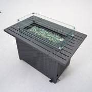 Deko Living - Rectangular Outdoor Propane Gas Fire Pit Table 50,000 BTU Propane with Lava Rock Filler
