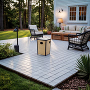 Deko Living - Tapered Square Outdoor Propane Gas Fire Pit Table 40,000 BTU Propane with Glass Bead Filler