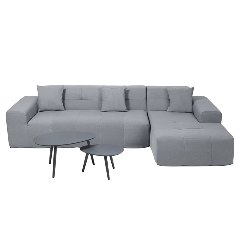 Deko Living - 3 Piece Gray Outdoor Compression Foam Sofa and Table Set