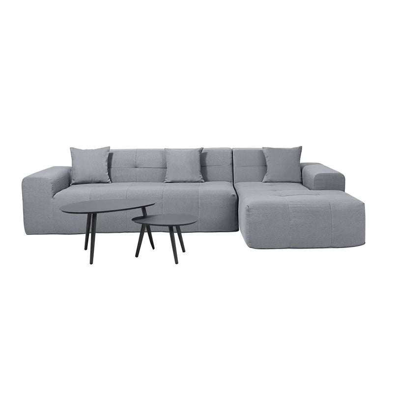 Deko Living - 3 Piece Gray Outdoor Compression Foam Sofa and Table Set