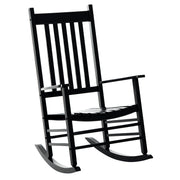 Outsunny - Wooden Porch Rocking Chair Outdoor Patio Rocker Garden Single Leisure Reclining Seat Armchair Black
