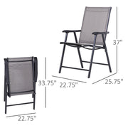 Outsunny - 2-Piece Folding Dining Chair Set for Relaxing on Patio, Balcony, or Garden, Comfortable Outdoor Furniture with Armrests, Grey