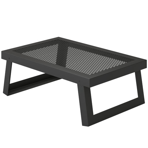 Outsunny - Folding Campfire Grill, 22" x 12" Heavy Duty Carbon Steel Grill Grate with Folding Legs, Black