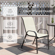 Outsunny - 3 Pieces Bistro Set, Small Patio Furniture Set with Stackable Mesh Chairs, Glass Table for Garden, Balcony, Beige