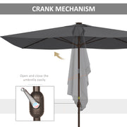 6.5x10ft Patio Umbrella Tilt Aluminum Outdoor Market Parasol with Solar Powered LEDs, Crank - Dark Grey