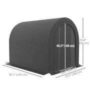 6' x 8' Outdoor Storage Shed, Heavy Duty Galvanized Steel Portable Shed for Bike, Motorcycle, Garden Tools, Dark Grey