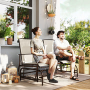 Outsunny - Patio Glider Rocking Chair 2 Person Outdoor Loveseat Rocker Garden Furniture Bench, Beige