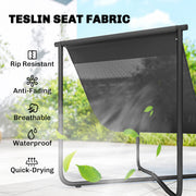 Outsunny - Outdoor Patio Chair, Comfy Sling Lounge Chair with Cushion, Breathable Wide Seat, Steel Frame, Dark Grey