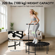Soozier 40" Rebounder Trampoline ,Mini Trampoline Indoor with Adjustable Handle, Quiet and Safe Bungee Rebounder,Black