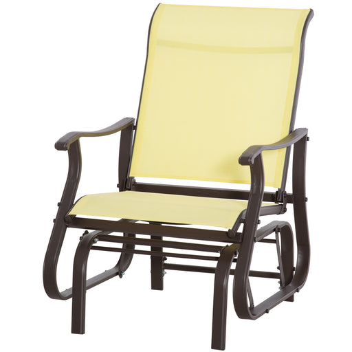 Outsunny - Outdoor Glider Chair, Patio Glider with Steel Frame and Mesh Fabric, Outdoor Chair for Backyard, Garden, Porch, Beige