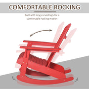 Outsunny - Wooden Adirondack Rocking Muskoka Chair with Slatted Wooden Design, Fanned Back and Classic Rustic Style, Red