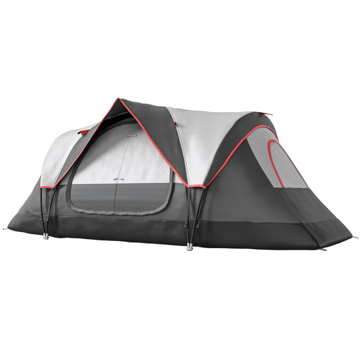 Outsunny - Camping Tent for 6 Man with 2000mm Waterproof Rainfly and Carry Bag for Fishing Hiking Festival, Dark Grey